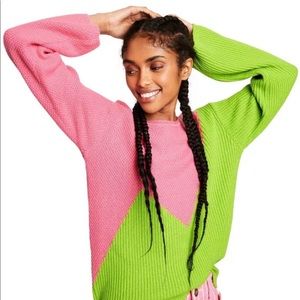 NWT Victor Glemaud x Target Crew neck pink/green pullover sweater